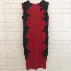 AX PARIS Red Crochet Lace Fitted Bodycon Dress